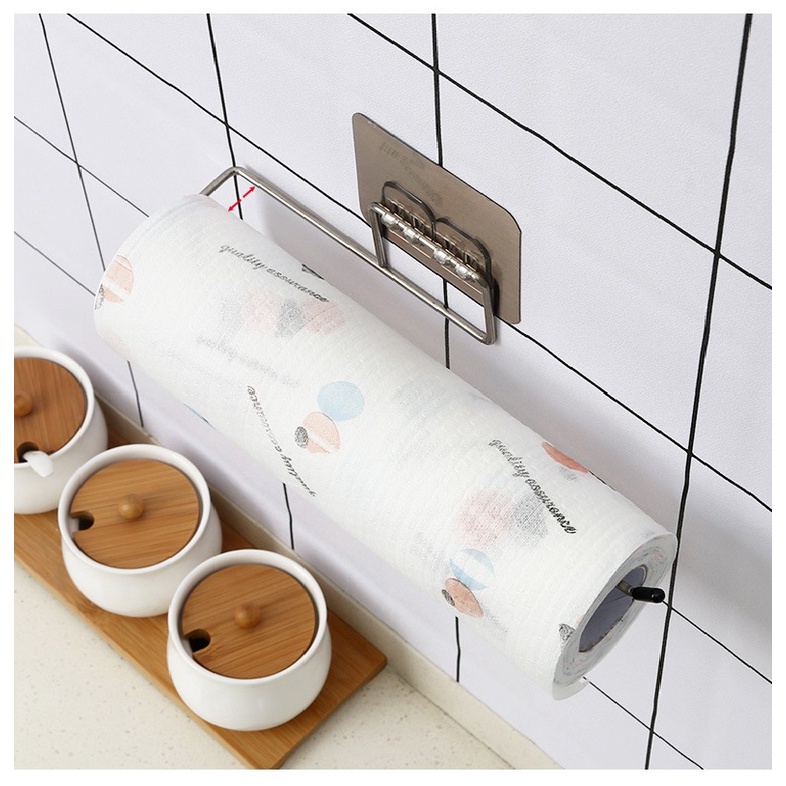 Móc treo khăn giấy dán tường- giá treo inox treo cuộn giấy vệ sinh, khăn lau bếp, khăn tắm