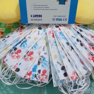 Hộp 50c khẩu trang y tế 4 lớp, hoạt hình cho bé