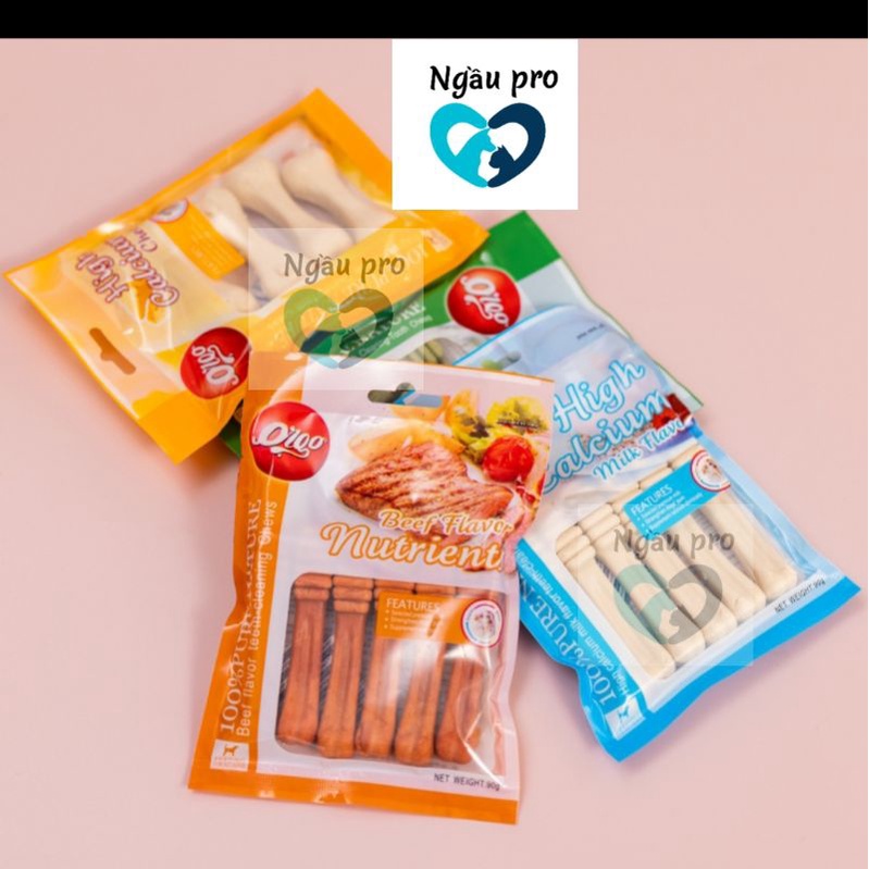 Xương Gặm sạch răng ORGO hình bàn chải cho Chó bổ xung canxi giảm stress - Thức ăn vặt SNACK cho thú cưng đủ vị gói 90g