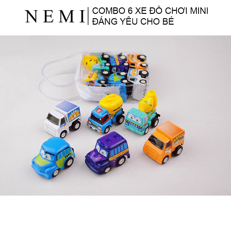 Combo 6 Xe Đồ Chơi Mini Đáng Yêu Cho Bé