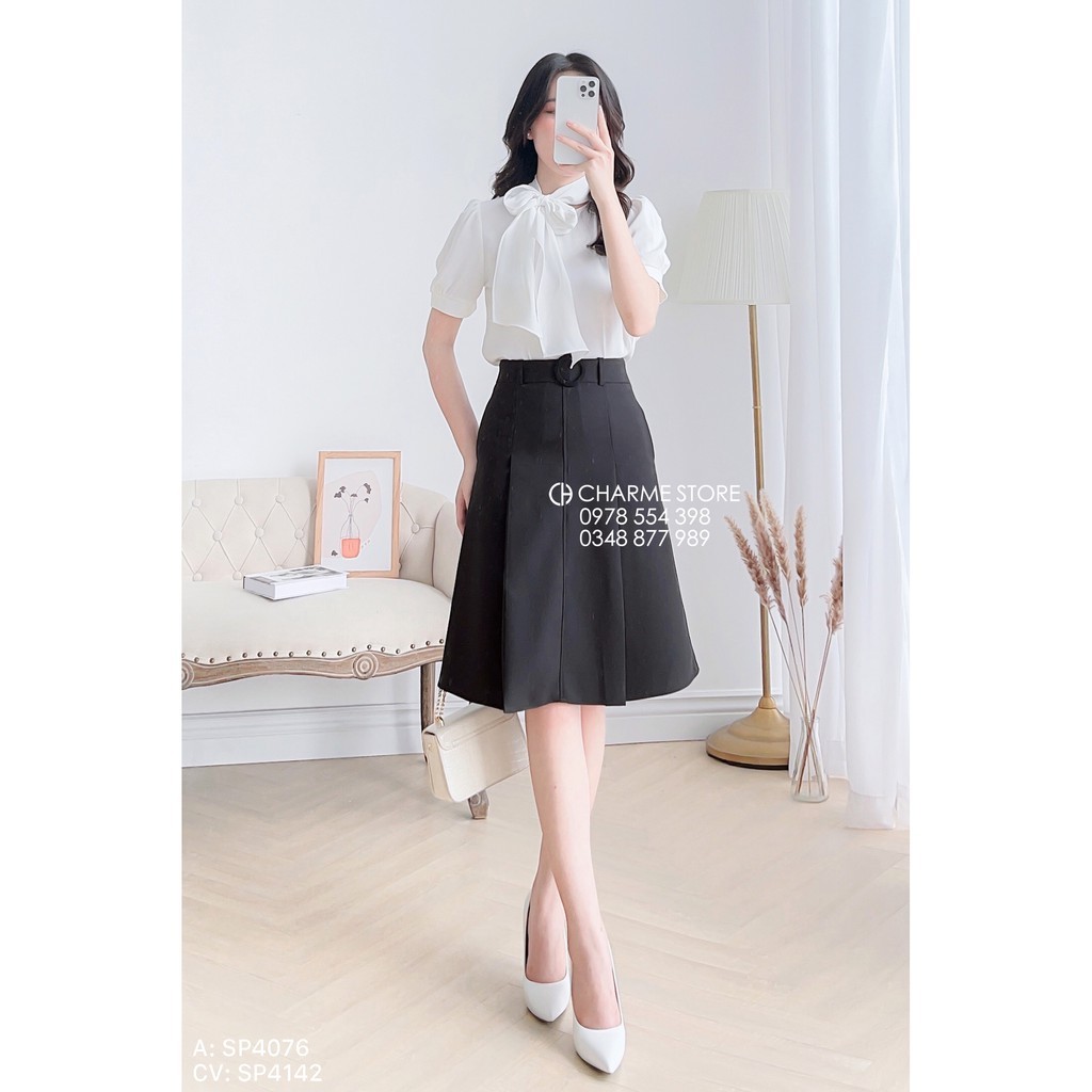 Chân váy dài 💃 Charme 💃 Chân váy công sở dài đến gối kèm đai đủ size S, M, L