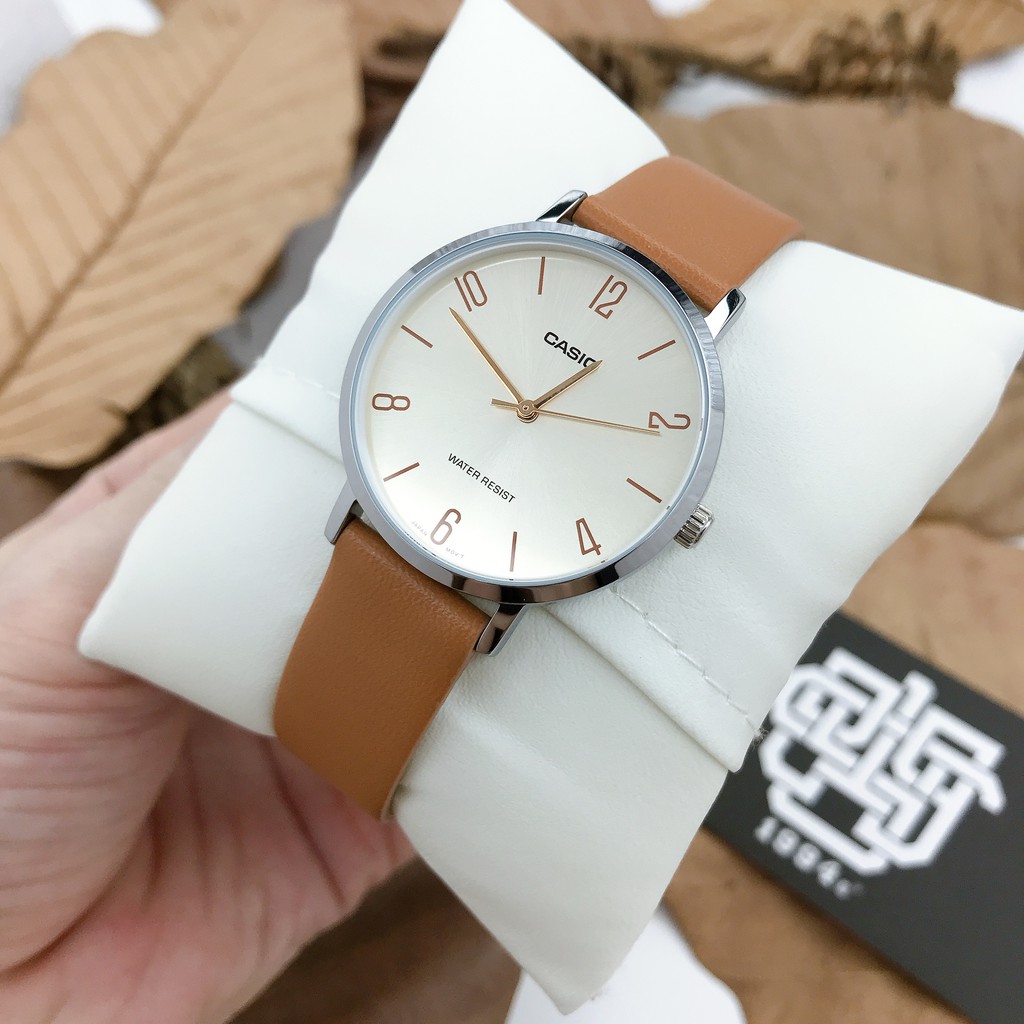 Đồng hồ nữ Casio LTP-VT01 / LTP-VT01GL-4B dây da, size 34mm, chống nước 50m, hàng chính hãng