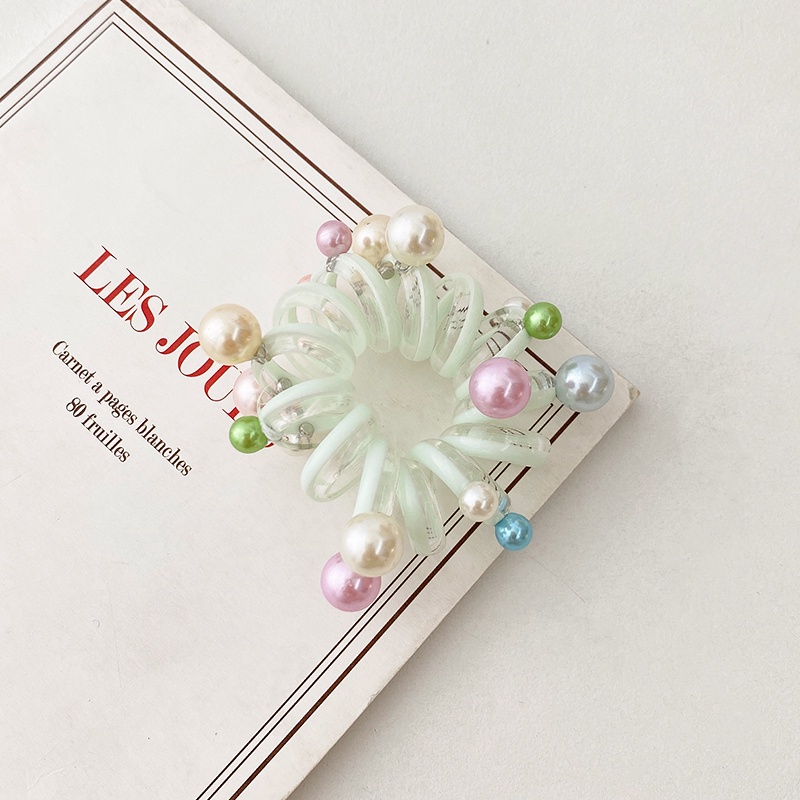 Thun Cột Tóc Đính Ngọc Trai Nhân Tạo Phong Cách Hàn Quốc JP6