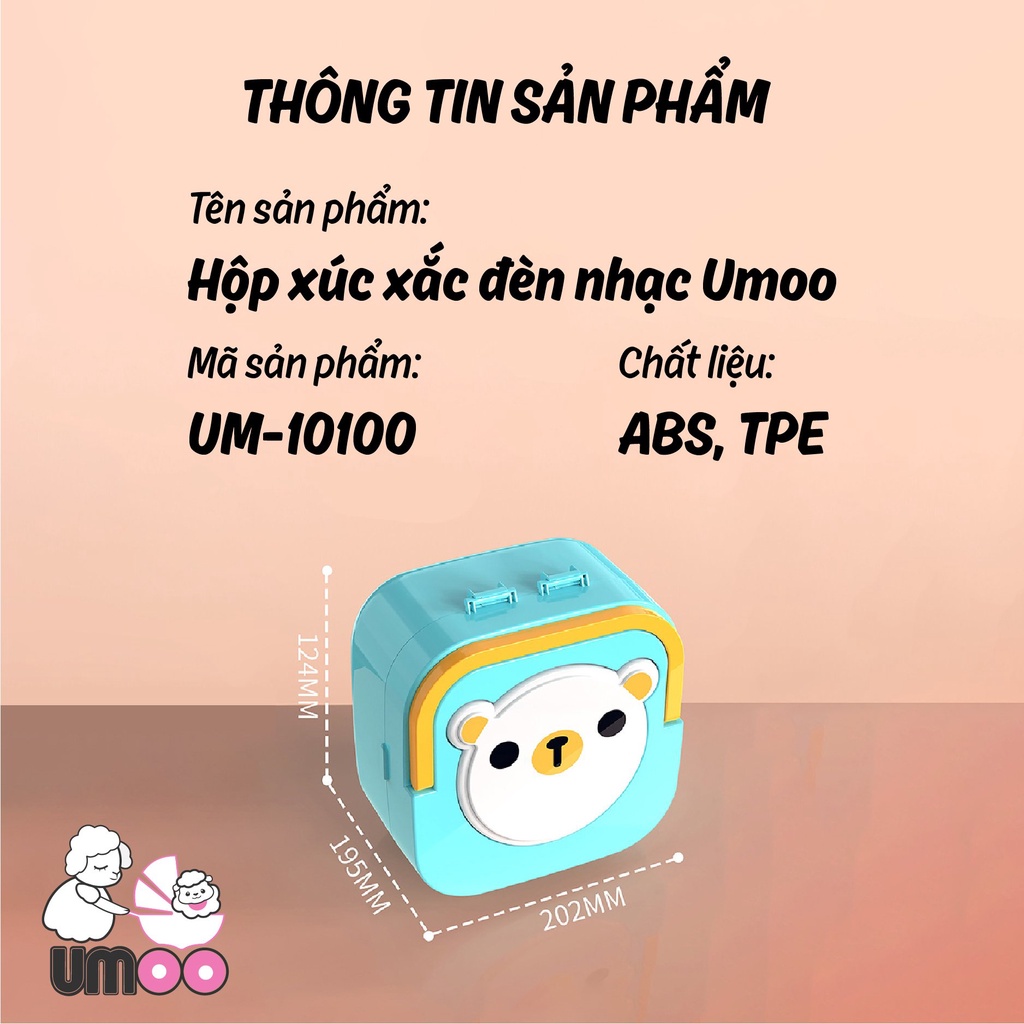 Hộp xúc xắc đèn nhạc Umoo, bộ đồ chơi kích thích khả năng sáng tạo và tư duy của bé | Đồ chơi xúc xắc cho bé