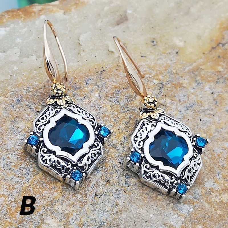 Khuyên Tai Bạc Đính Đá Sapphire Nhân Tạo Thời Trang Cho Nữ