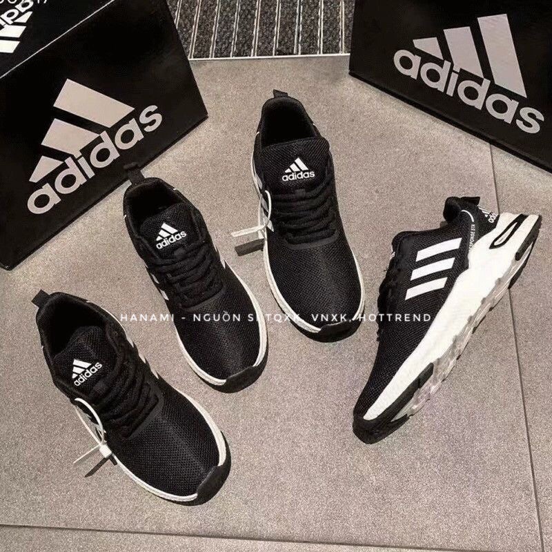 Giày thể thao đế mềm, thoáng khí, ôm chân màu đen đế trắng, giày sneaker dành cho nam và nữ HAD259