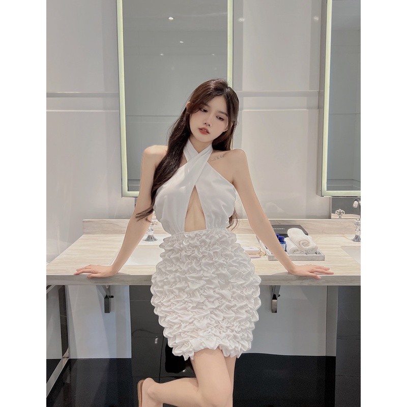 Đầm Sát Nách Màu Sắc Trơn Phong Cách Âu Mỹ Quyến Rũ Cho Nữ