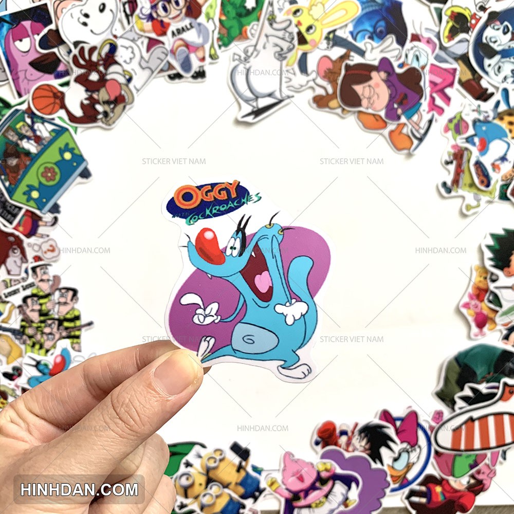 Sticker HOẠT HÌNH - CARTOON dễ thương, chống nước dán trang trí góc học tập, máy tính, điện thoại, đàn guitar