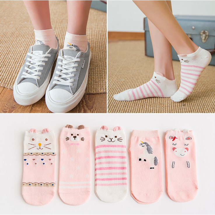 VỚ TẤT NỮ CỔ NGẮN STYLE HÀN DỄ THƯƠNG TÔNG HỒNG