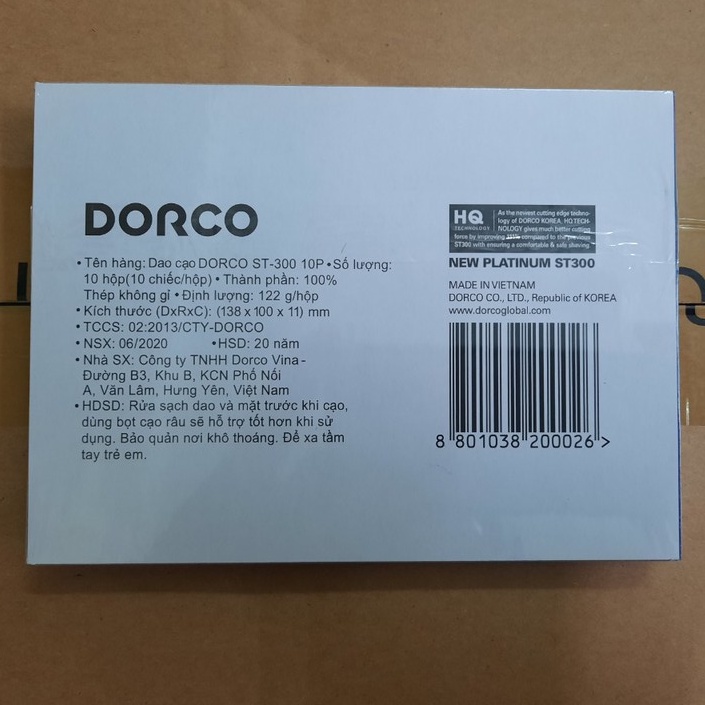 Lưỡi lam cạo tóc, cạo râu Dorco 10 hộp/ Vỉ