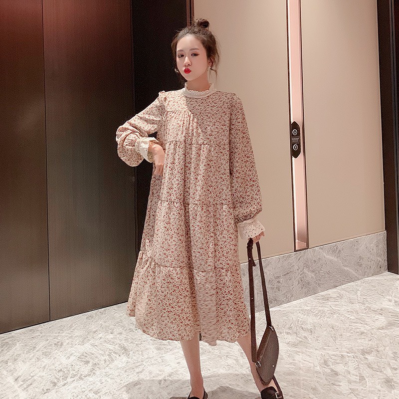 Váy bầu thu đông new màu dài tay  max xinh , size 40 -70kg
