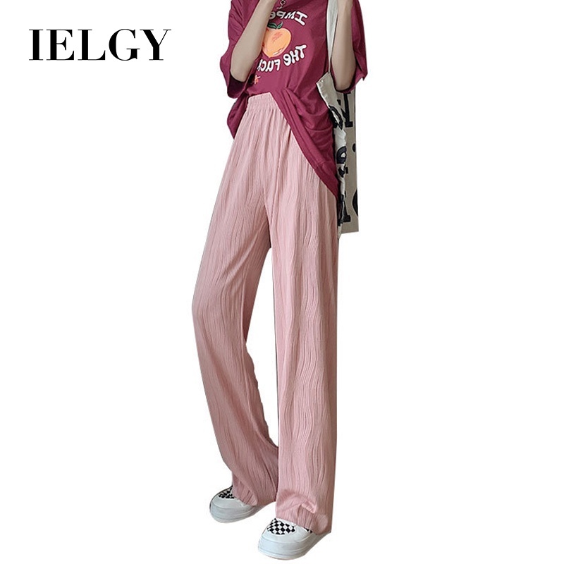 Quần dài IELGY dáng rộng mỏng lưng cao thời trang tùy chọn màu sắc dành cho nữ