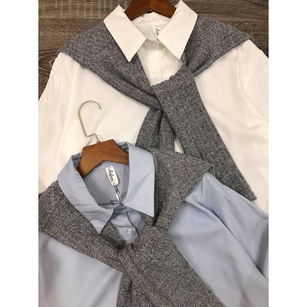 Set áo sơmi khăn + chân váy