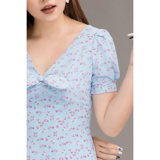 Đầm xòe ngắn tay nơ cổ - 20Again