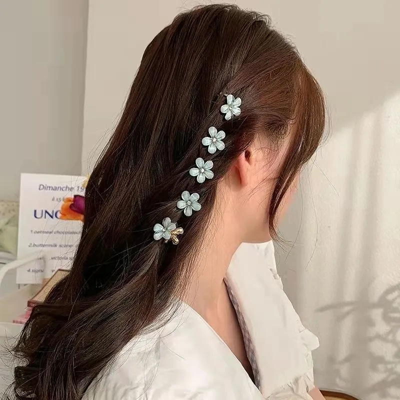 Kẹp Tóc Đính Đá Pha Lê Hình Hoa Phong Cách Hàn Quốc Ngọt Ngào Thời Trang Cho Nữ Giá Đỡ