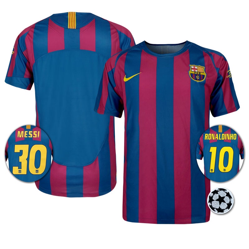 Áo Thun Đá Banh Tuyển Barcelona 2005-06 S-XXL 10 Ronaldo 30 MESSI