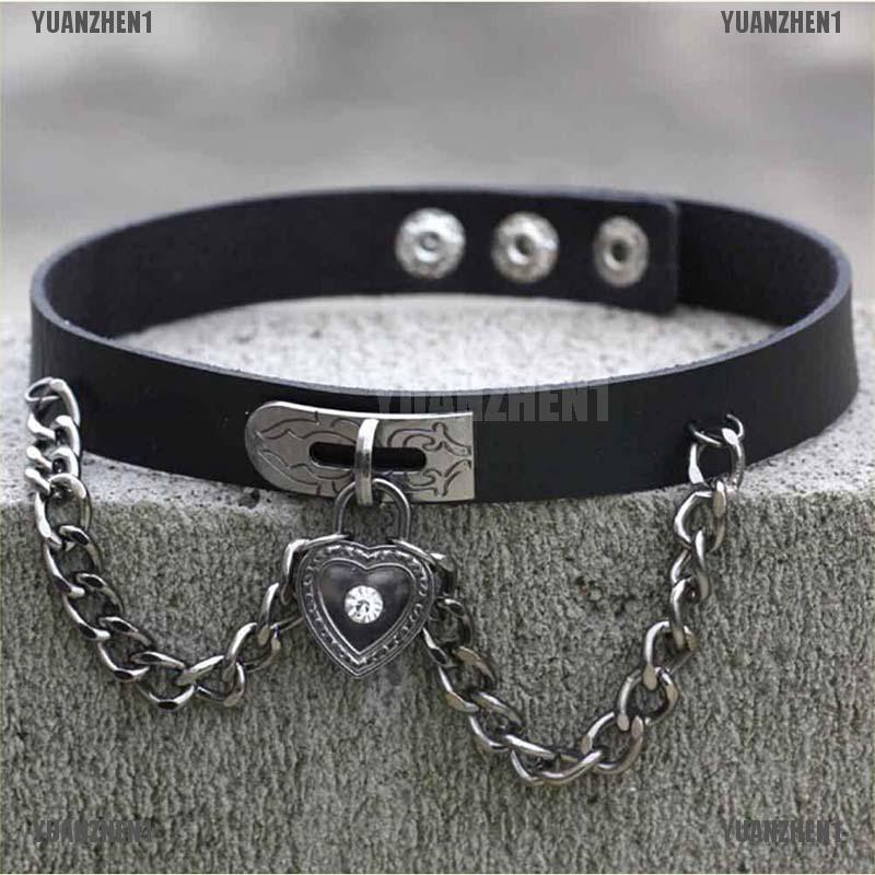 [YUANZHEN1] Vòng Cổ Choker Da Mặt Trái Tim Phong Cách Gothic Punk