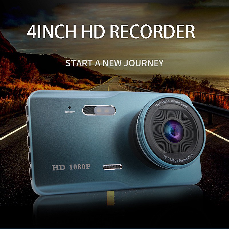 Dash Cam Dual Lens Full HD 1080P 4 inch IPS Car DVR Front+Rear Night Vision Video Recorder G-Sensor Parking Mode WDR