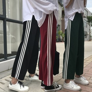 Quần nữ ống dài 3 sọc dọc suông màu phong cách thể thao năng động trẻ trung