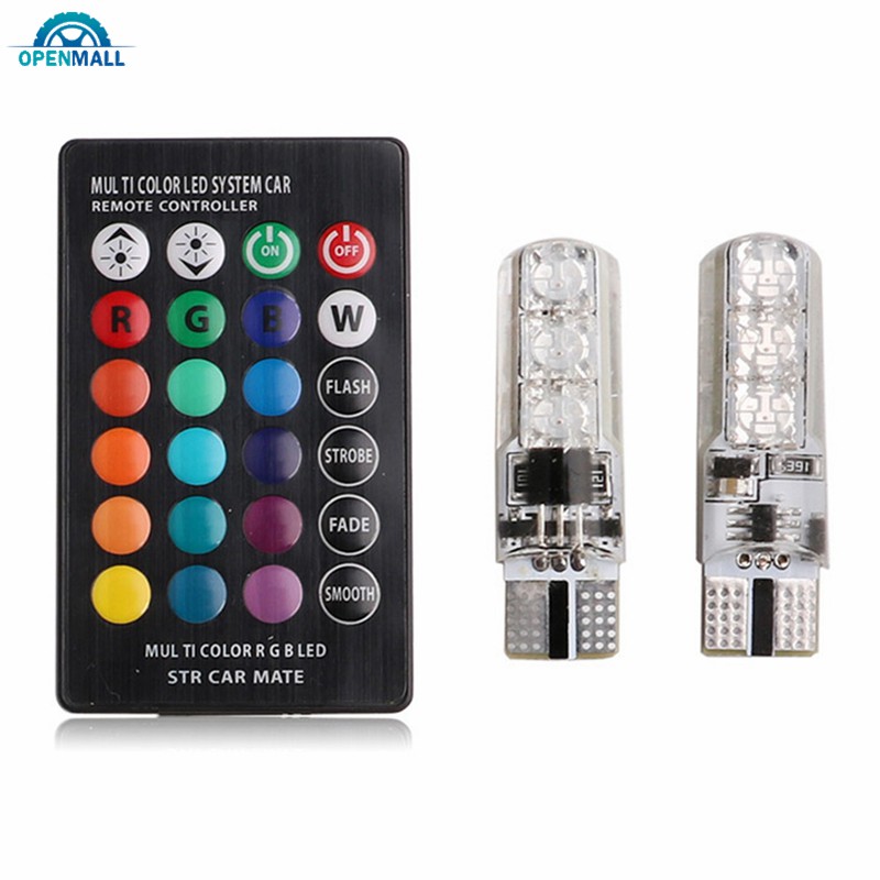 Bộ 2 đèn LED 6 SMD RGB T10 5050 nhiều màu sắc cho xe hơi