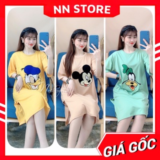 Đầm suông phom rộng cho nữ chất thun mềm mịn thêu hình hoạt hình dễ thương TP95