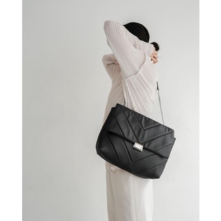 Túi xách nữ Sarah Bag đeo chéo đeo vai, vải thô và da PU , khoá bạc trẻ trung