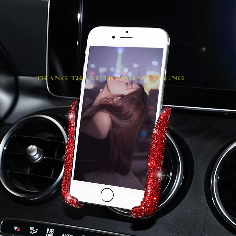 Set giá đỡ điện thoại trên ô tô đính đá cao cấp  ( Kèm Video ) ⚡️ Phụ Kiện Trang Trí Xe Hơi Cao Cấp | BigBuy360 - bigbuy360.vn