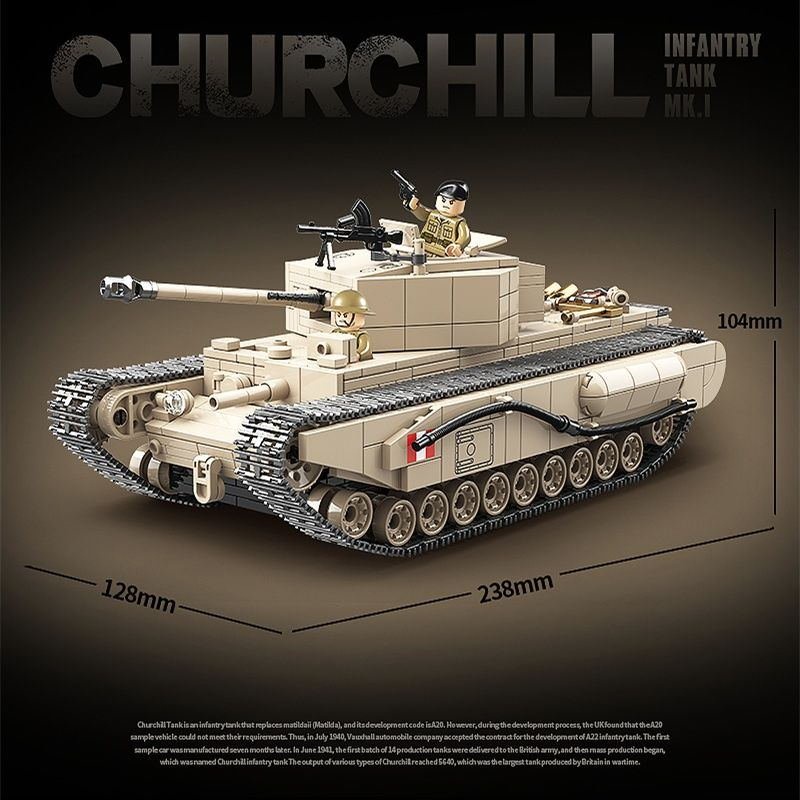 （CÓ SẴN）Đồ chơi lắp ráp mô hinh Quan Guan 100238 CHURCHILL Inaniby Tank MK I