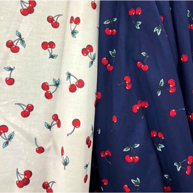 V330🍒VẢI TWILL HOẠ TIẾT CHERRY MAY ĐỒ CHO DOLL, OBITSU, DIY, HANDMADE, QUILTING, SCRUNCHIES..
