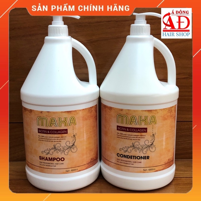 [+Tặng mũ trùm][NEW] DẦU GỘI XẢ CAN LÀM SẠCH MỀM MƯỢT TÓC MAKA BIOTIN COLLAGEN BÌNH TO 5L