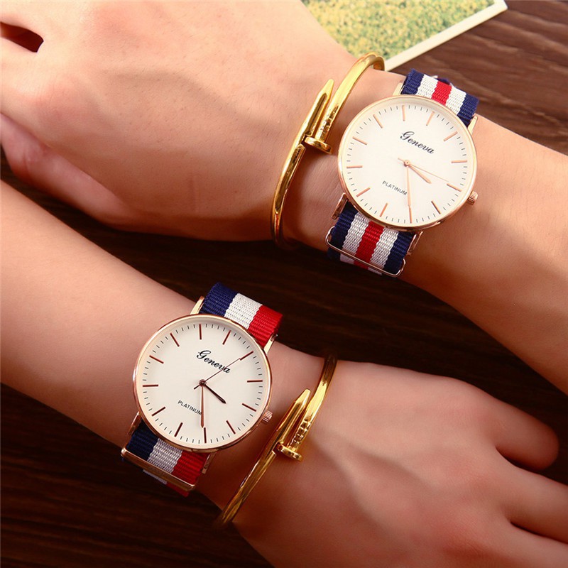 Đồng Hồ Nam Nữ Geneva 3 Sọc Đỏ Trắng Xanh | BigBuy360 - bigbuy360.vn