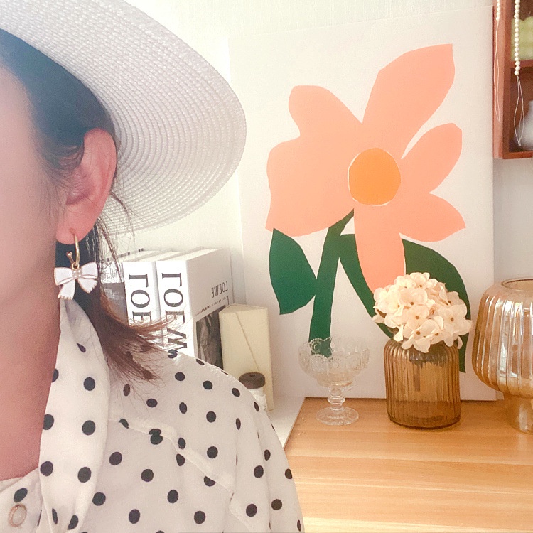 Bông Tai Bạc 925 Đính Ngọc Trai Tráng Men Phong Cách Vintage