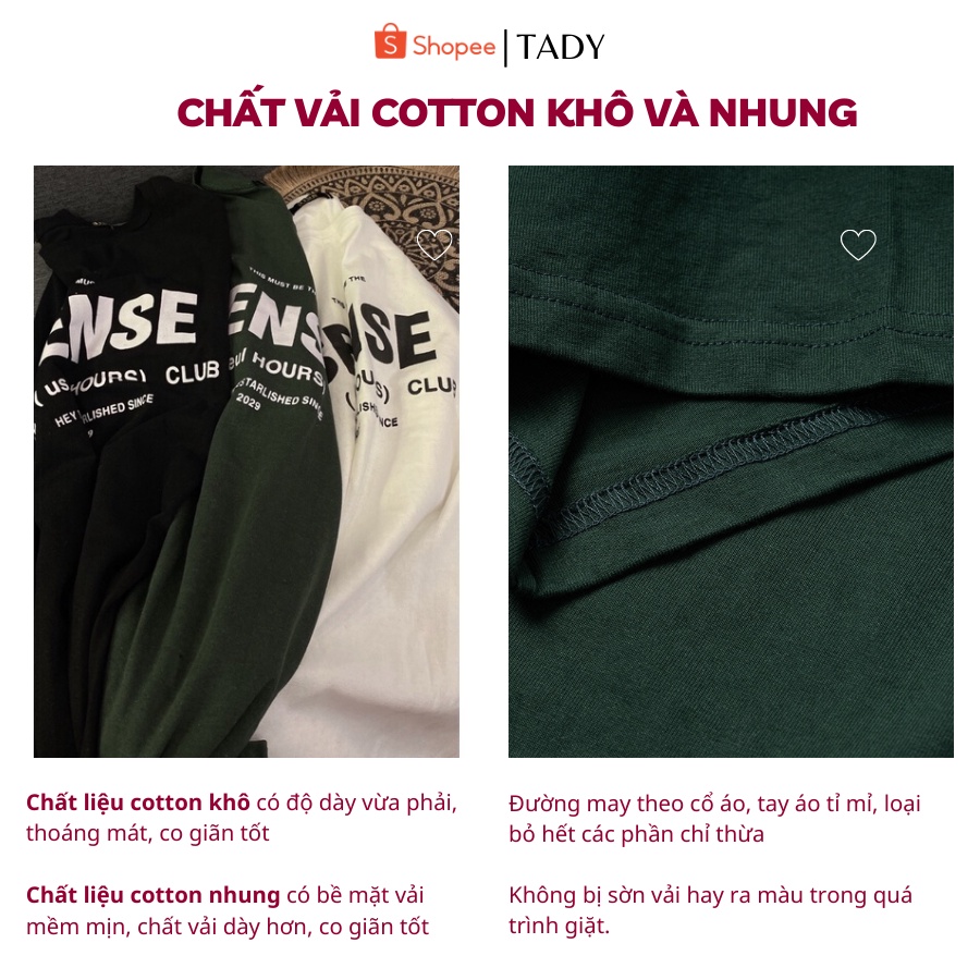 Áo Phông 3158 Cotton Khô In Chữ Sense & 1987 Nữ Nam Cotton, Áo Thun 3158 Oversize Unisex