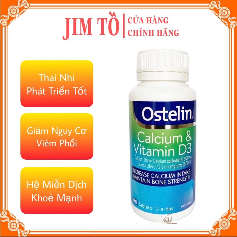 Canxi d3 ostelin cho bà bầu 130 viên của Úc, canxi hữu cơ cho bà bầu - Jim Tồ Shop