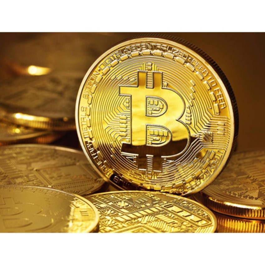 Đồng bitcoin tượng trưng mạ vàng 24k