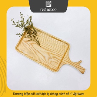 Khay gỗ decor tần bì - bd40 khay gỗ cỡ lớn chữ nhật có tay cầm - phê decor