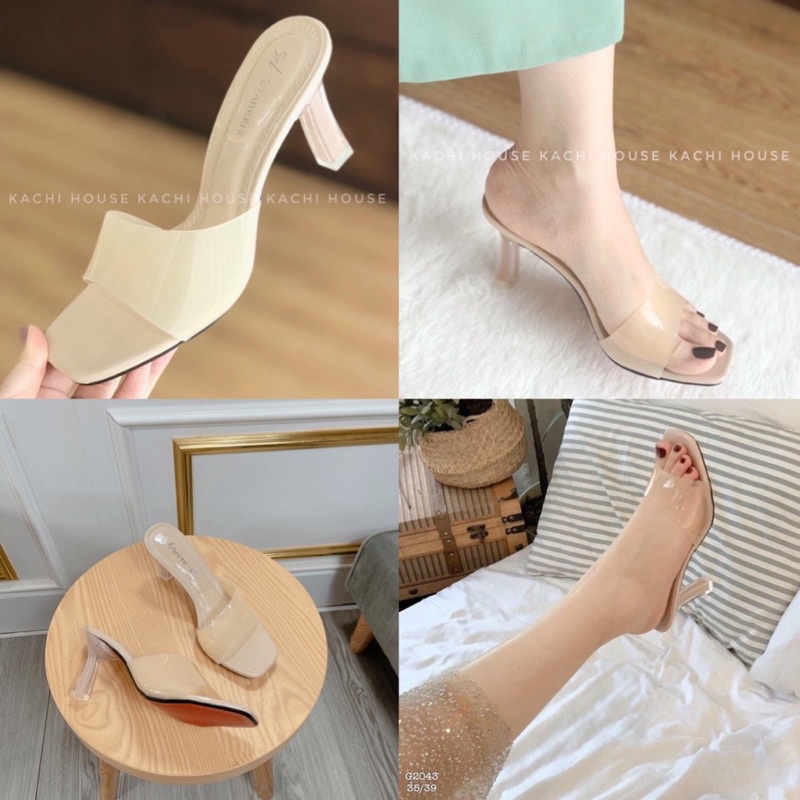 Guốc nữ cao cấp dép cao gót quai trong 5p đế nhọn êm chân sang chảnh thời trang