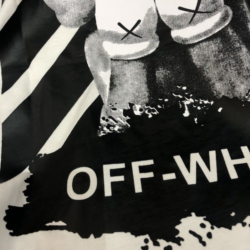 (Hot Trend, Sẵn Hàng) Áo Thun In - Phông Off White Kaws Trắng, Tee OffWhite Tay Lỡ Unisex In Hình Gấu Kaws(Có Ảnh Thật)