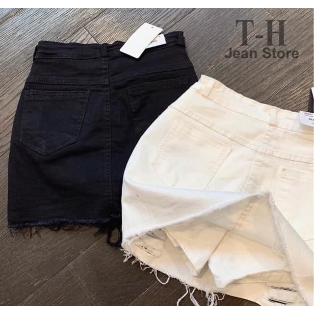 Quần giả váy kaki nhung co dãn Jean TH Store cào rách cá tính phong cách ulzzang