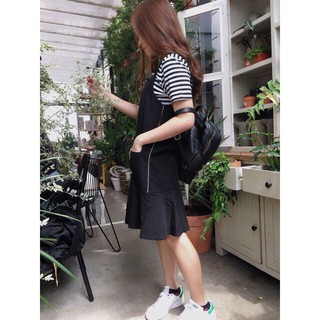 Sét váy yếm đuôi cá áo sọc ngang