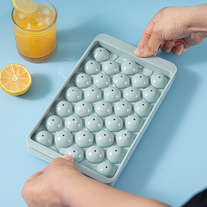 Khay Đá Tròn 33 Ô Kèm Nắp Đậy