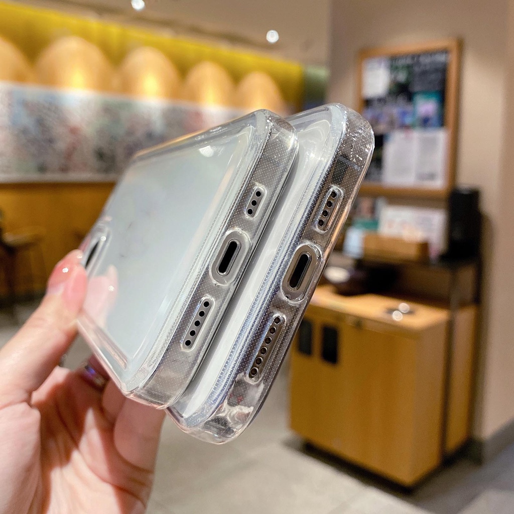 Ốp Lưng HD Trong Suốt Cho iPhone 15 14 13 12 11 Pro Max XR X XS 6 7 8 Plus SE Sang Trọng Chống Sốc Màu Thạch Khung Mềm