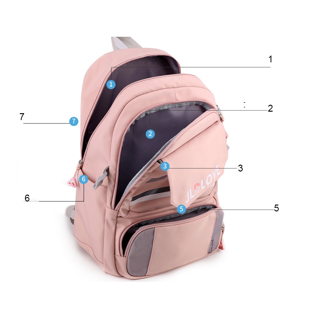 Balo nữ sinh đi học không thấm nước cao cấp phong cách hàn quốc 15.6"