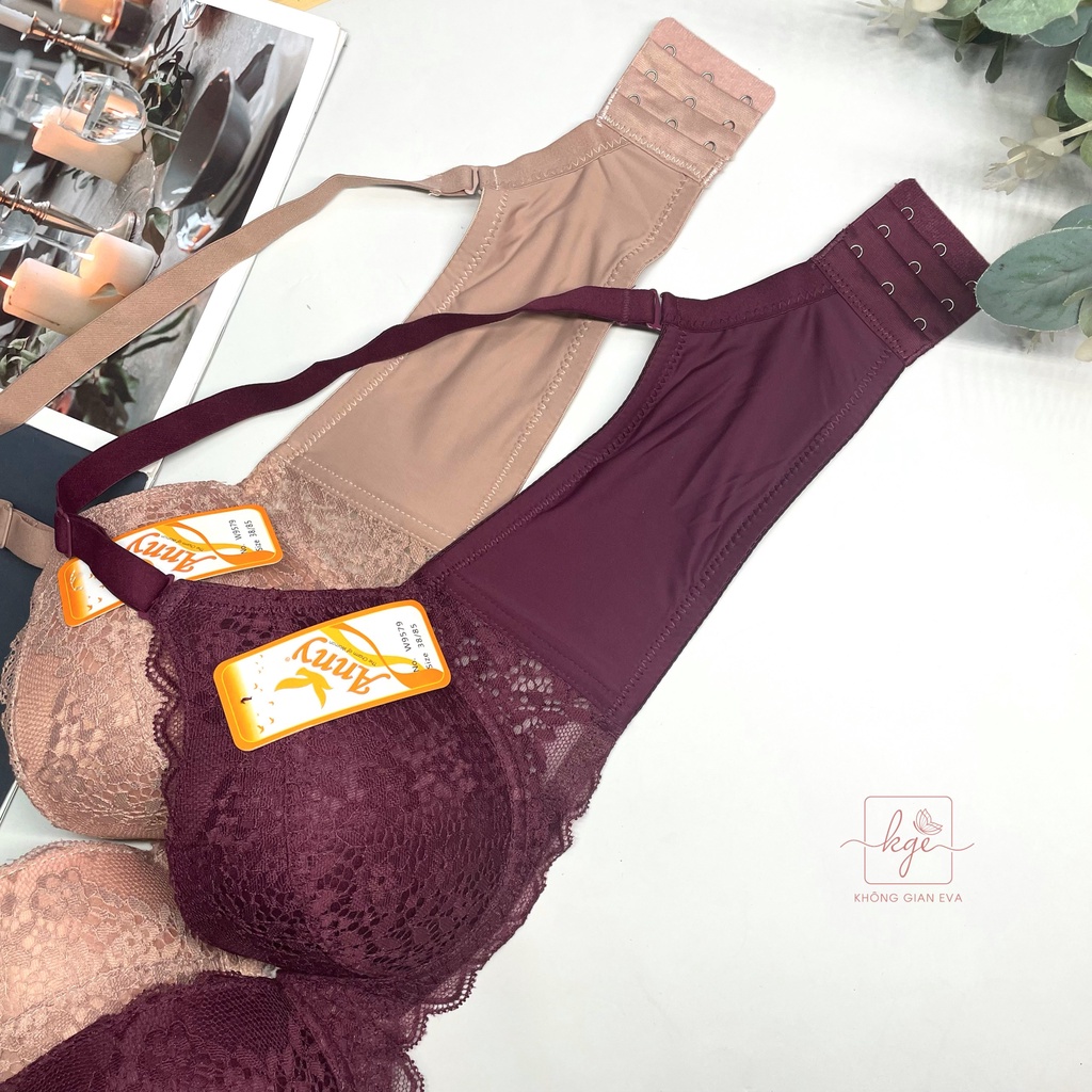 Áo ngực ren mút mỏng có gọng , áo lót dây thun co giãn ôm ngực 9579
