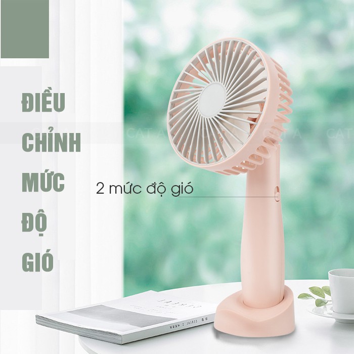 [CHÍNH HÃNG] Quạt cầm tay mini KD-129 có 2 Tốc độ, sẵn pin, sạc điện - Xua tan nóng bức, nhỏ gọn tiện dụng, xinh xắn