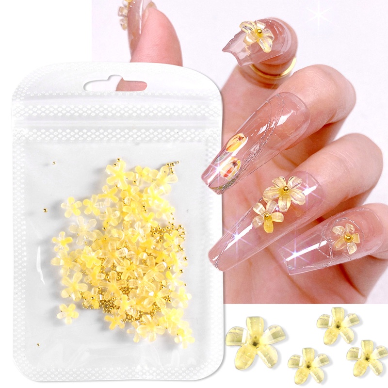 Hạt Cườm Kim Loại Hình Bông Hoa 3D Trang Trí Móng Tay