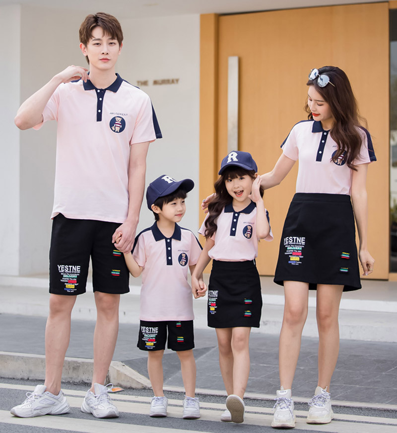 Bộ Áo Thun Polo + Quần Short Thời Trang Mùa Hè Cho Gia Đình