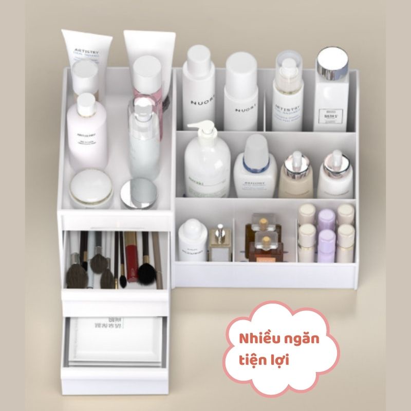 Kệ đựng mỹ phẩm mini 2 ngăn kéo IMA Store decor phòng - Kệ đựng đồ trang điểm để bàn đẹp giá rẻ nhiều ô son cao cấp