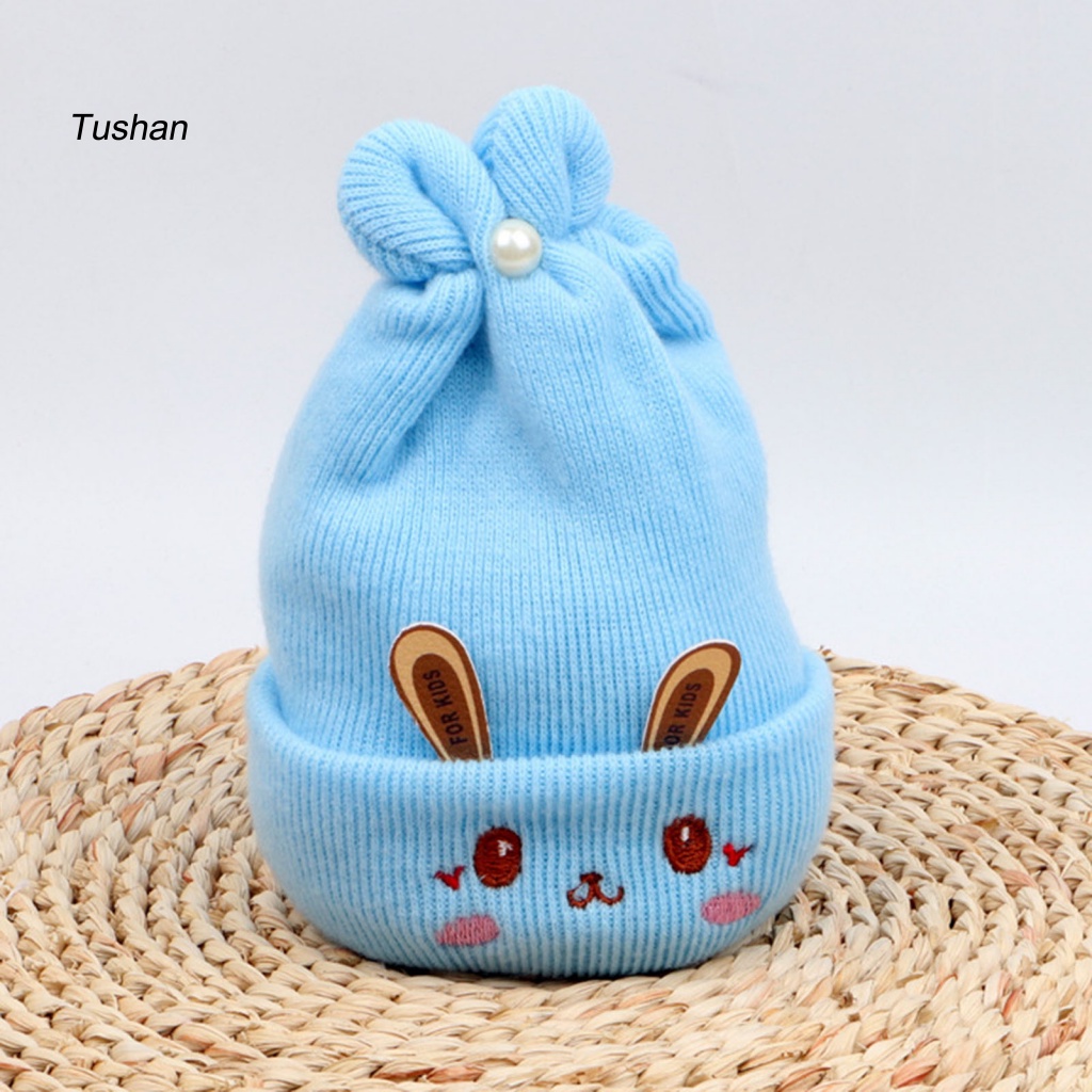 Mũ Dệt Kim Tai Thỏ Giữ Ấm Mùa Đông Cho Bé Sơ Sinh 0-6 Tháng Tuổi