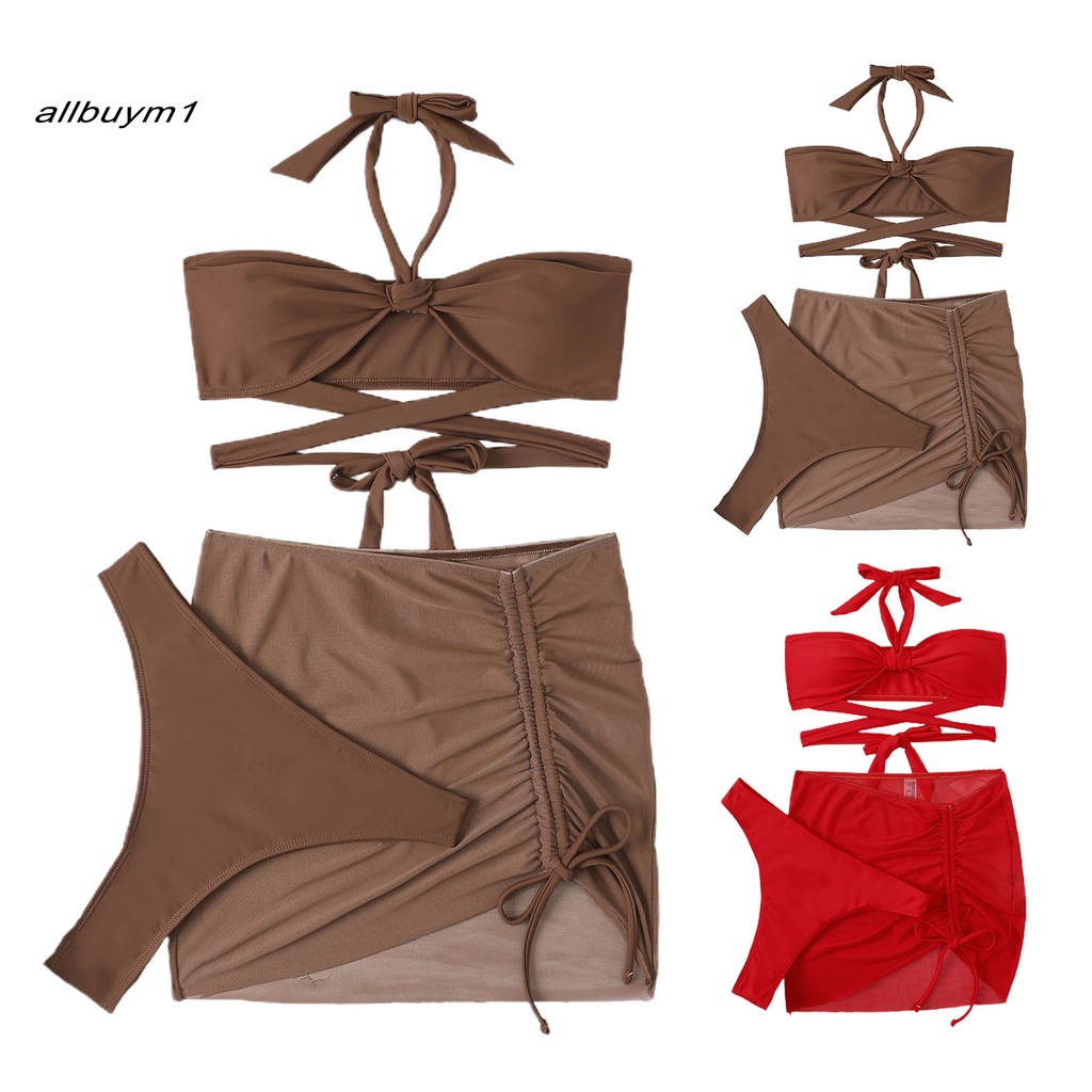 Set bikini hở lưng xếp nếp có đệm ngực đi biển đi tắm thời trang mùa hè
